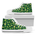 Green Clover Saint Patrick's Day Print White High Top Sneakers