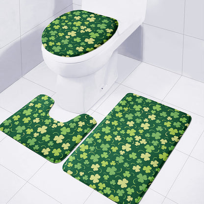 Green Clover Saint Patrick's Day Print 3 Piece Bath Mat Set