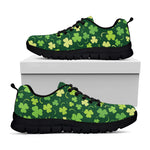 Green Clover Saint Patrick's Day Print Black Sneakers