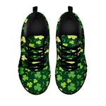 Green Clover Saint Patrick's Day Print Black Sneakers