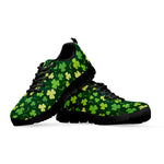 Green Clover Saint Patrick's Day Print Black Sneakers