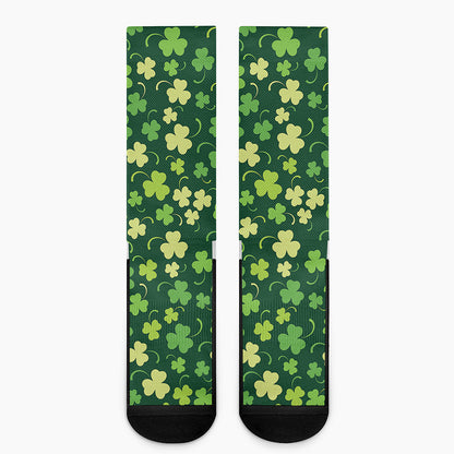 Green Clover Saint Patrick's Day Print Crew Socks