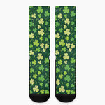 Green Clover Saint Patrick's Day Print Crew Socks