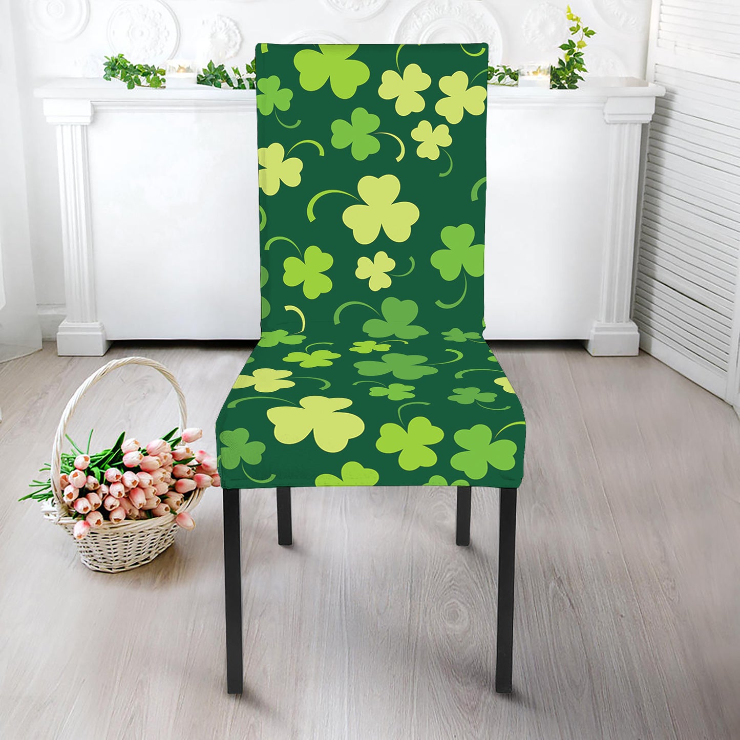 Green Clover Saint Patrick's Day Print Dining Chair Slipcover