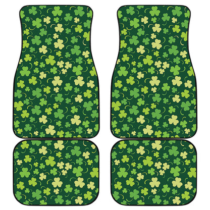 Green Clover Saint Patrick's Day Print Front and Back Car Floor Mats