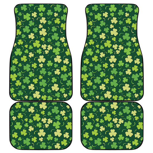Green Clover Saint Patrick's Day Print Front and Back Car Floor Mats