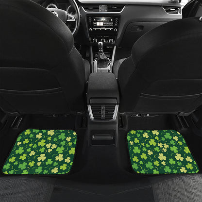 Green Clover Saint Patrick's Day Print Front and Back Car Floor Mats