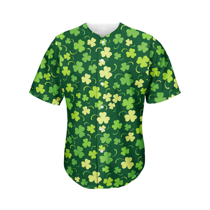 Green Clover Saint Patrick's Day Print Men's Baseball Jersey