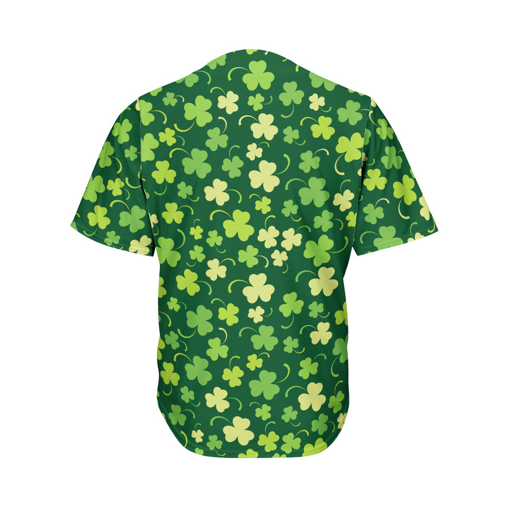 Green Clover Saint Patrick's Day Print Men's Baseball Jersey