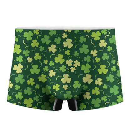 Green Clover Saint Patrick's Day Print Men's Boxer Briefs