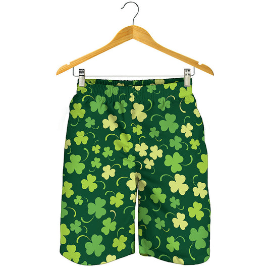 Green Clover Saint Patrick's Day Print Men's Shorts
