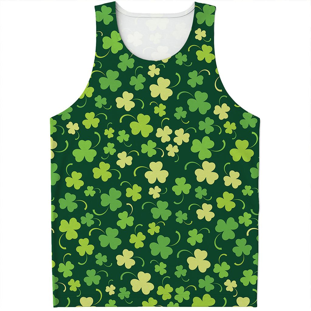 Green Clover Saint Patrick's Day Print Men's Tank Top