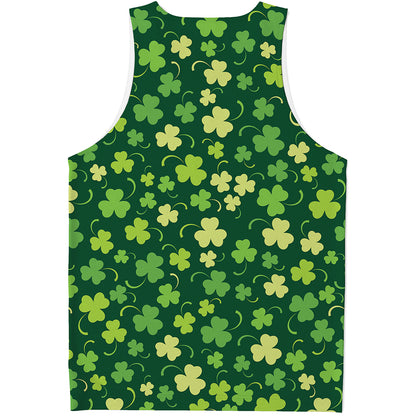 Green Clover Saint Patrick's Day Print Men's Tank Top