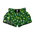 Green Clover Saint Patrick's Day Print Muay Thai Boxing Shorts