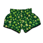 Green Clover Saint Patrick's Day Print Muay Thai Boxing Shorts