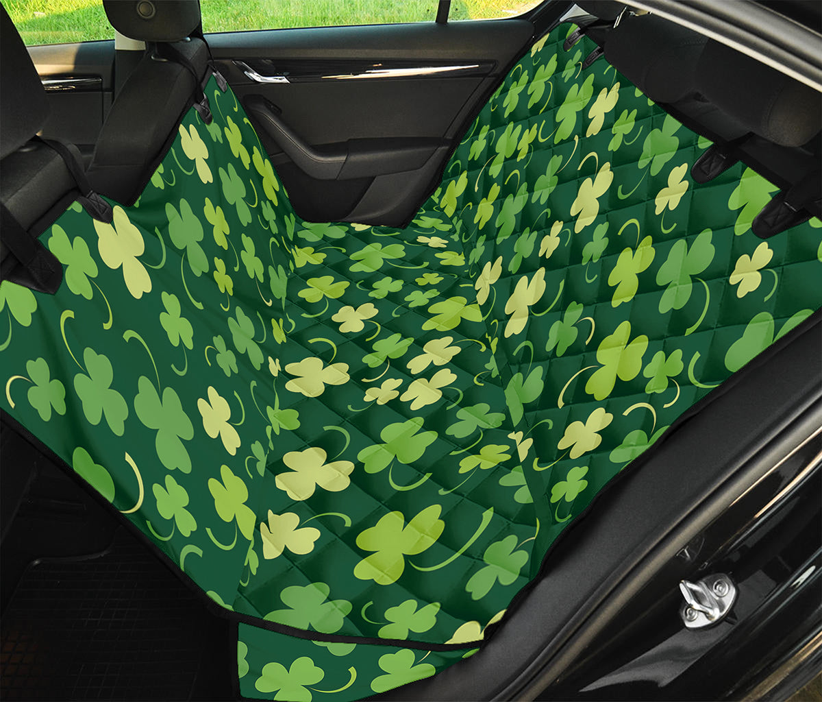 Green Clover Saint Patrick's Day Print Pet Car Back Seat Cover