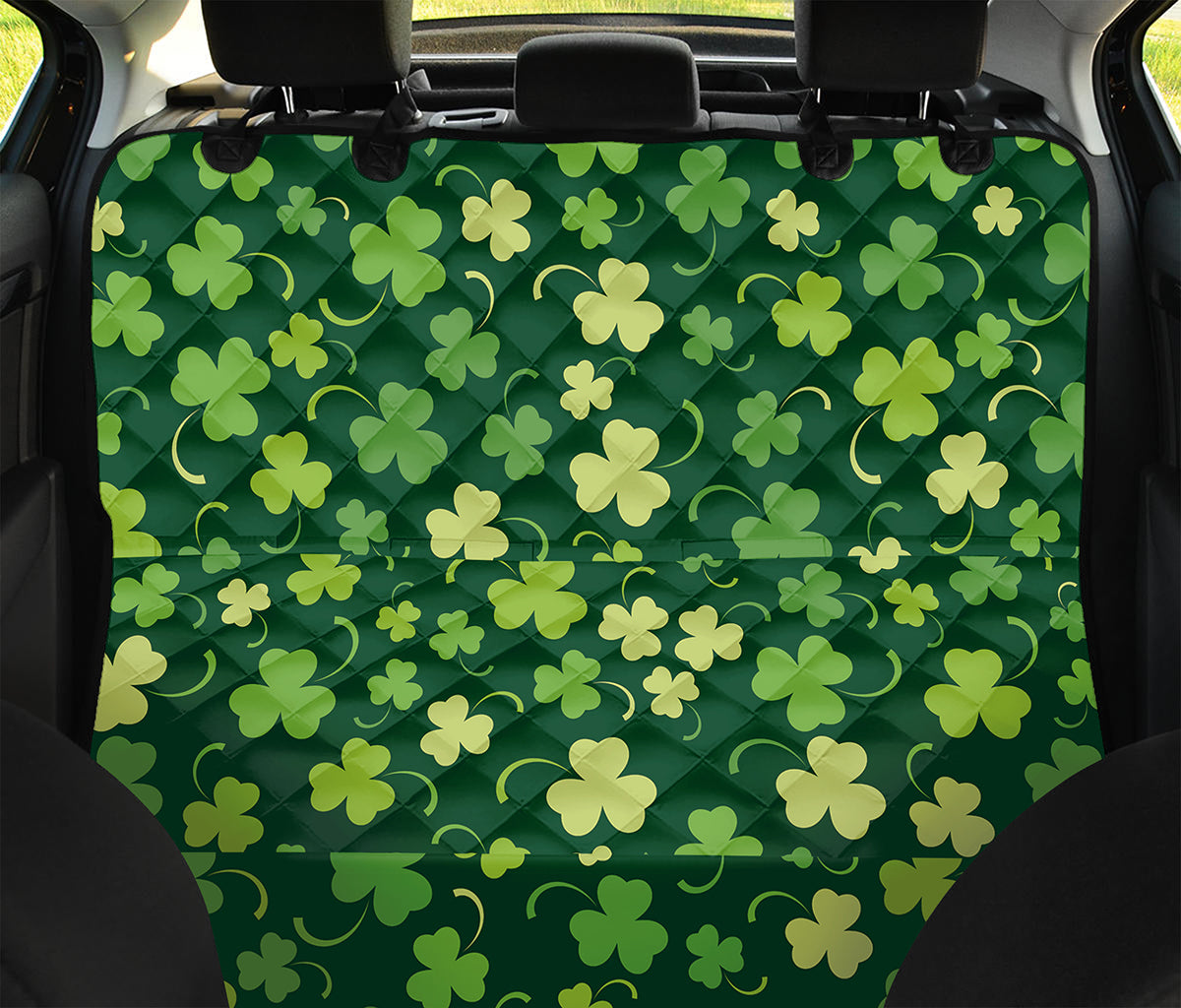 Green Clover Saint Patrick's Day Print Pet Car Back Seat Cover