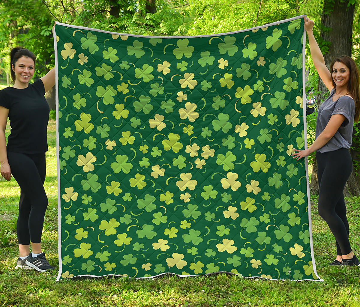 Green Clover Saint Patrick's Day Print Quilt