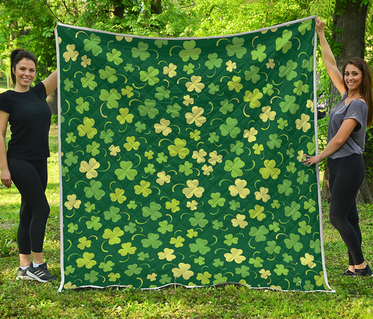 Green Clover Saint Patrick's Day Print Quilt