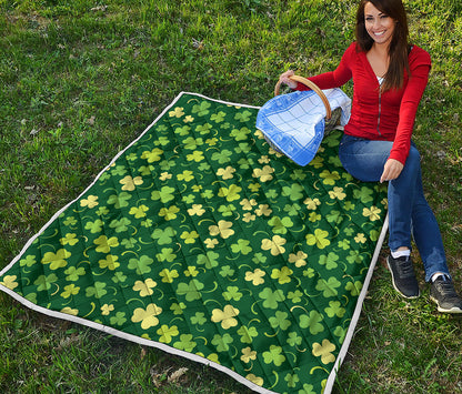 Green Clover Saint Patrick's Day Print Quilt