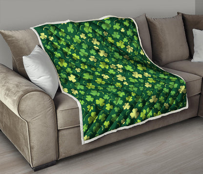 Green Clover Saint Patrick's Day Print Quilt