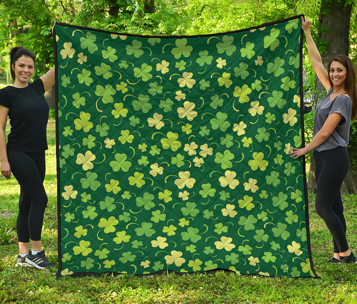 Green Clover Saint Patrick's Day Print Quilt