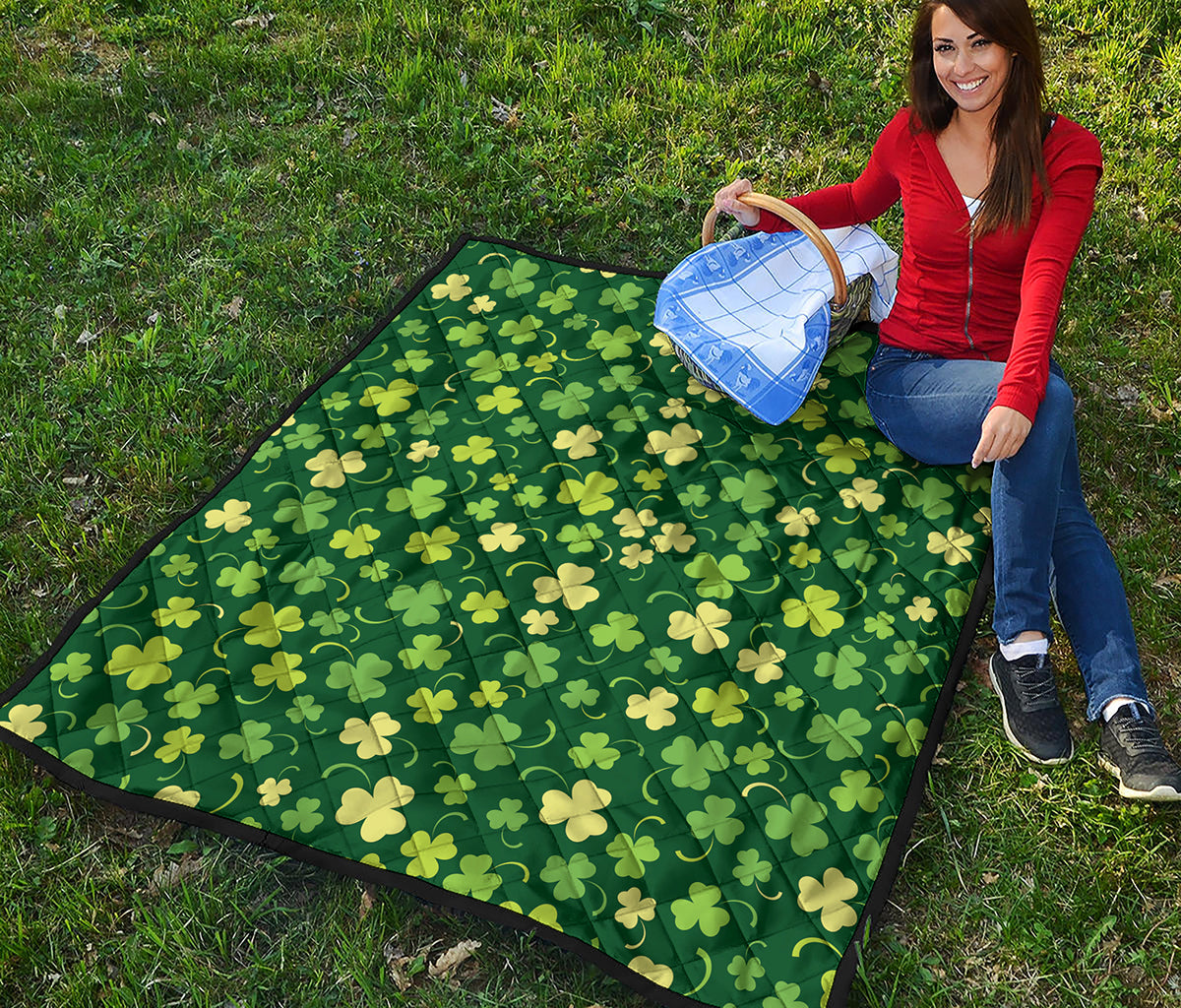 Green Clover Saint Patrick's Day Print Quilt