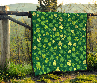 Green Clover Saint Patrick's Day Print Quilt