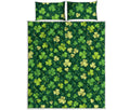 Green Clover Saint Patrick's Day Print Quilt Bed Set