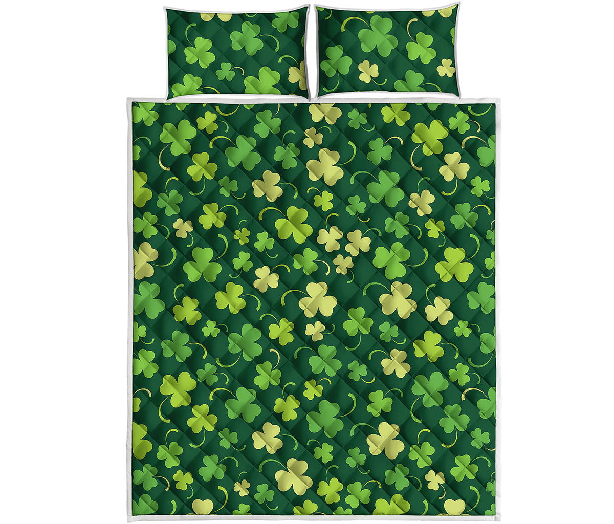 Green Clover Saint Patrick's Day Print Quilt Bed Set
