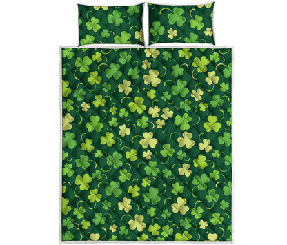 Green Clover Saint Patrick's Day Print Quilt Bed Set