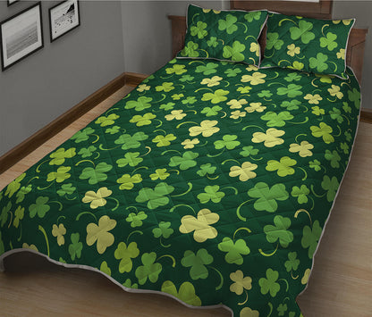 Green Clover Saint Patrick's Day Print Quilt Bed Set