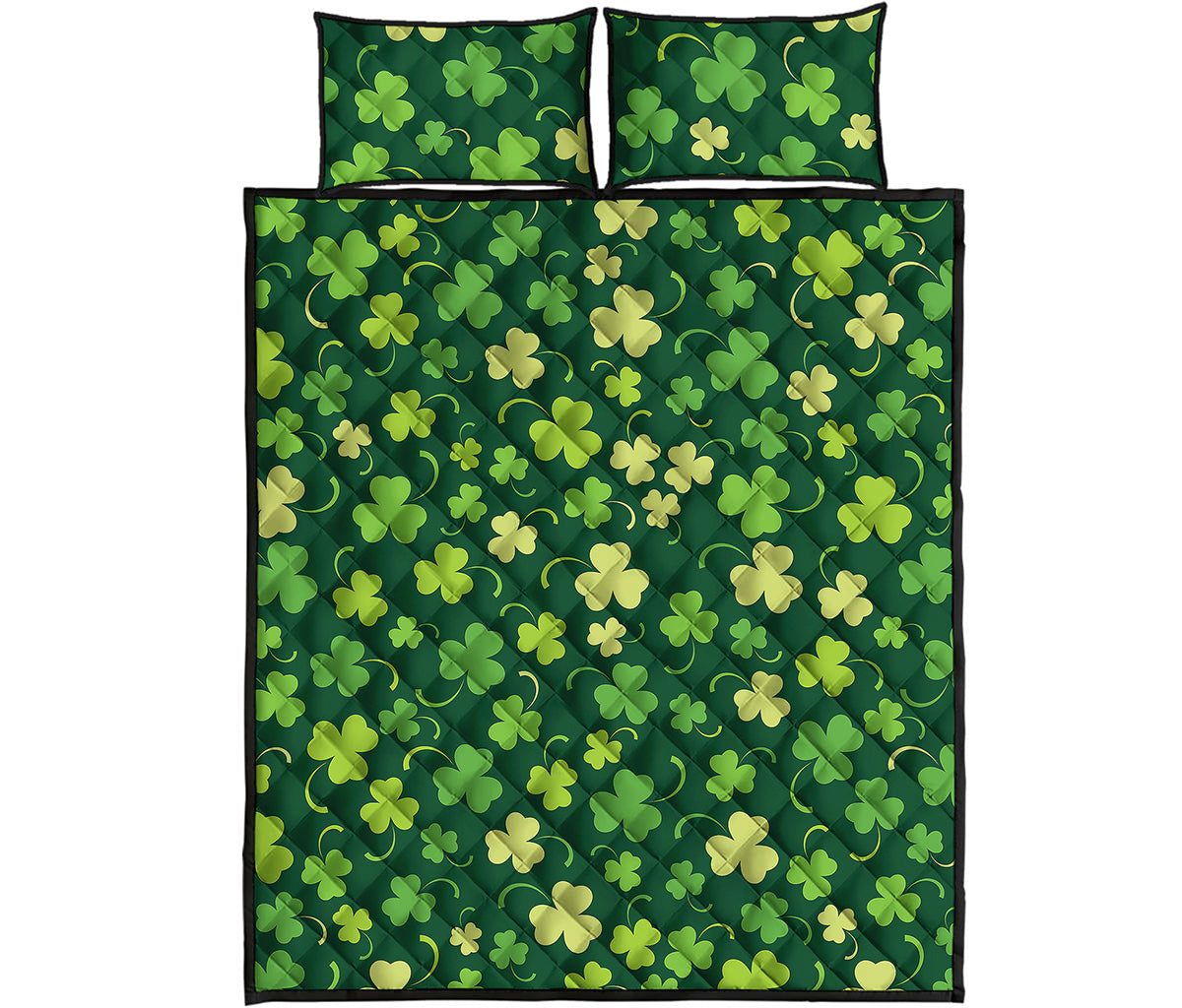 Green Clover Saint Patrick's Day Print Quilt Bed Set