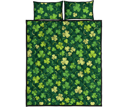 Green Clover Saint Patrick's Day Print Quilt Bed Set