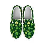 Green Clover Saint Patrick's Day Print White Slip On Shoes