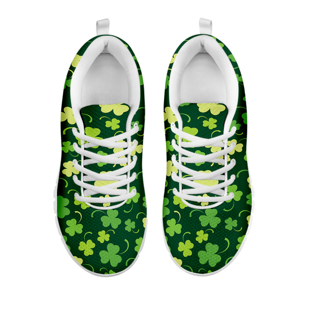 Green Clover Saint Patrick's Day Print White Sneakers