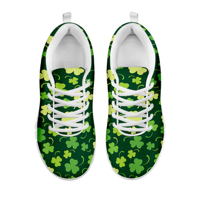 Green Clover Saint Patrick's Day Print White Sneakers