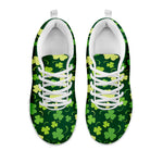Green Clover Saint Patrick's Day Print White Sneakers