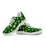 Green Clover Saint Patrick's Day Print White Sneakers
