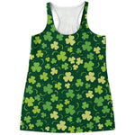Green Clover Saint Patrick's Day Print Women's Racerback Tank Top