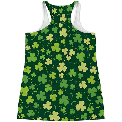 Green Clover Saint Patrick's Day Print Women's Racerback Tank Top