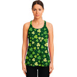 Green Clover Saint Patrick's Day Print Women's Racerback Tank Top