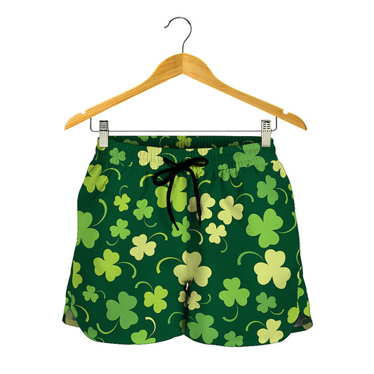 Green Clover Saint Patrick's Day Print Women's Shorts