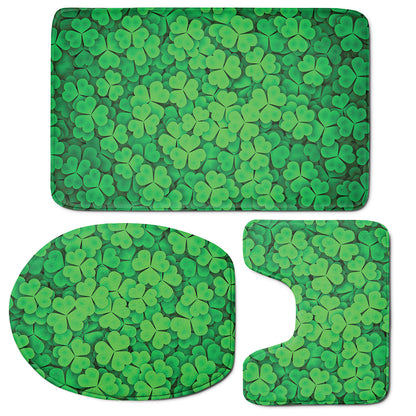 Green Clover St. Patrick's Day Print 3 Piece Bath Mat Set