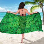 Green Clover St. Patrick's Day Print Beach Sarong Wrap