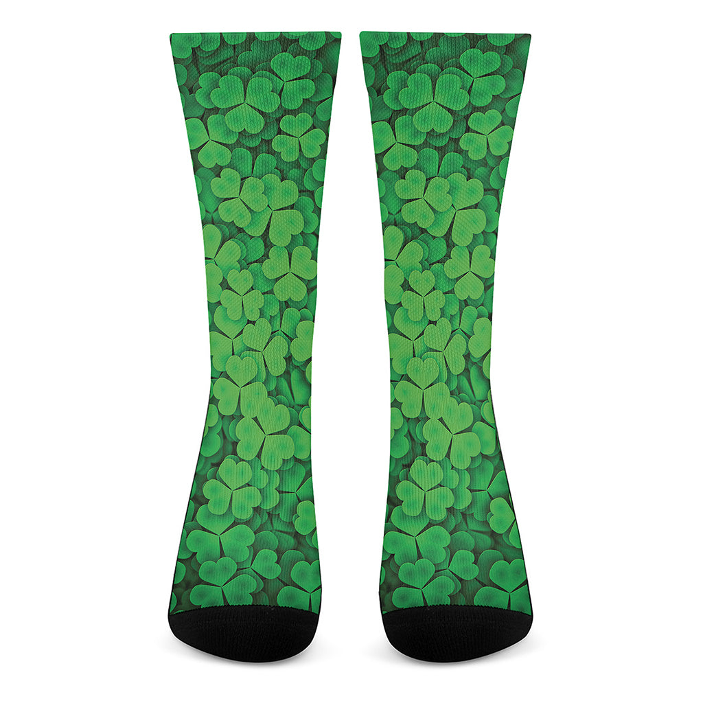 Green Clover St. Patrick's Day Print Crew Socks