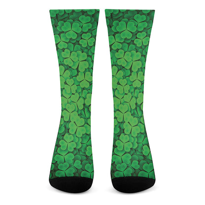 Green Clover St. Patrick's Day Print Crew Socks