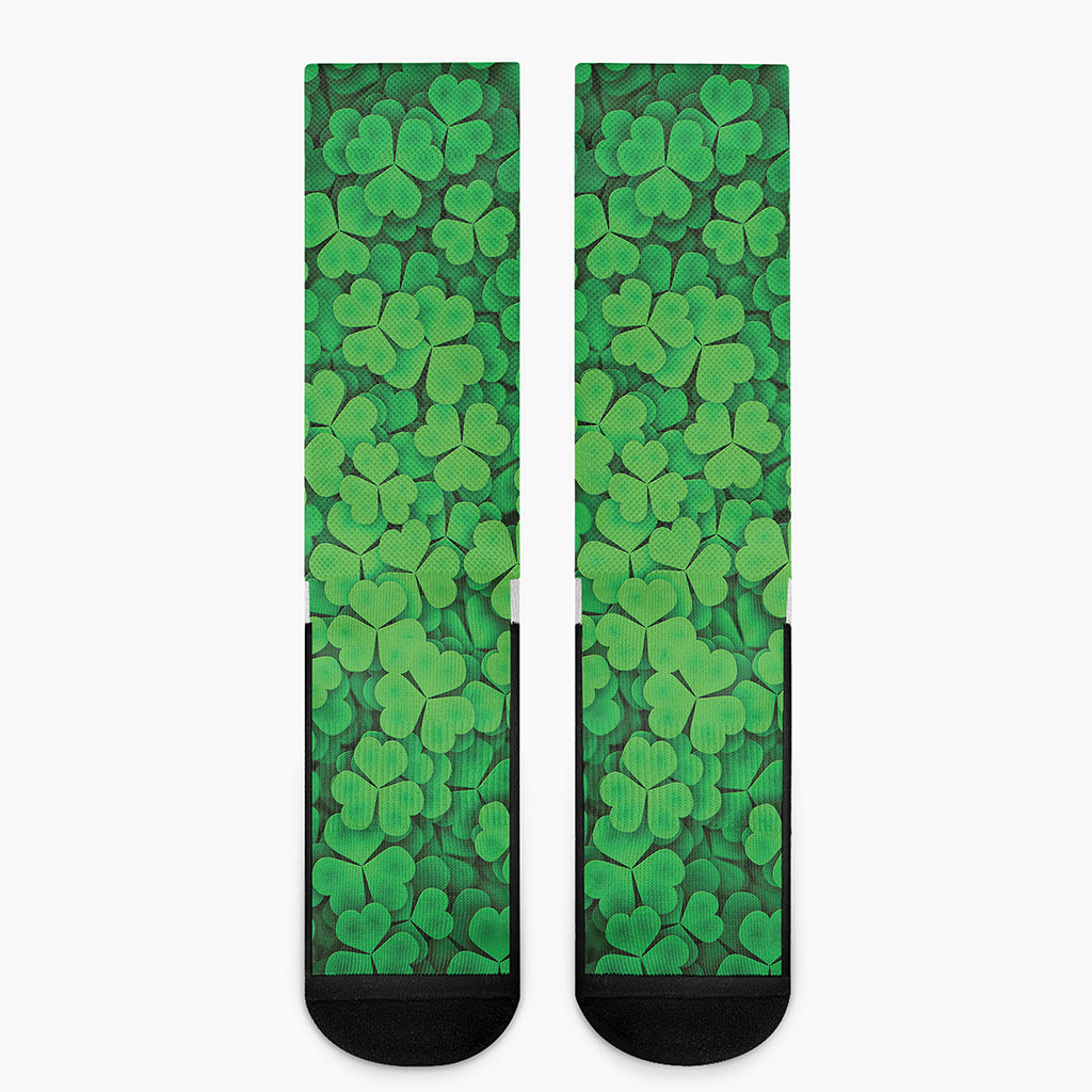 Green Clover St. Patrick's Day Print Crew Socks