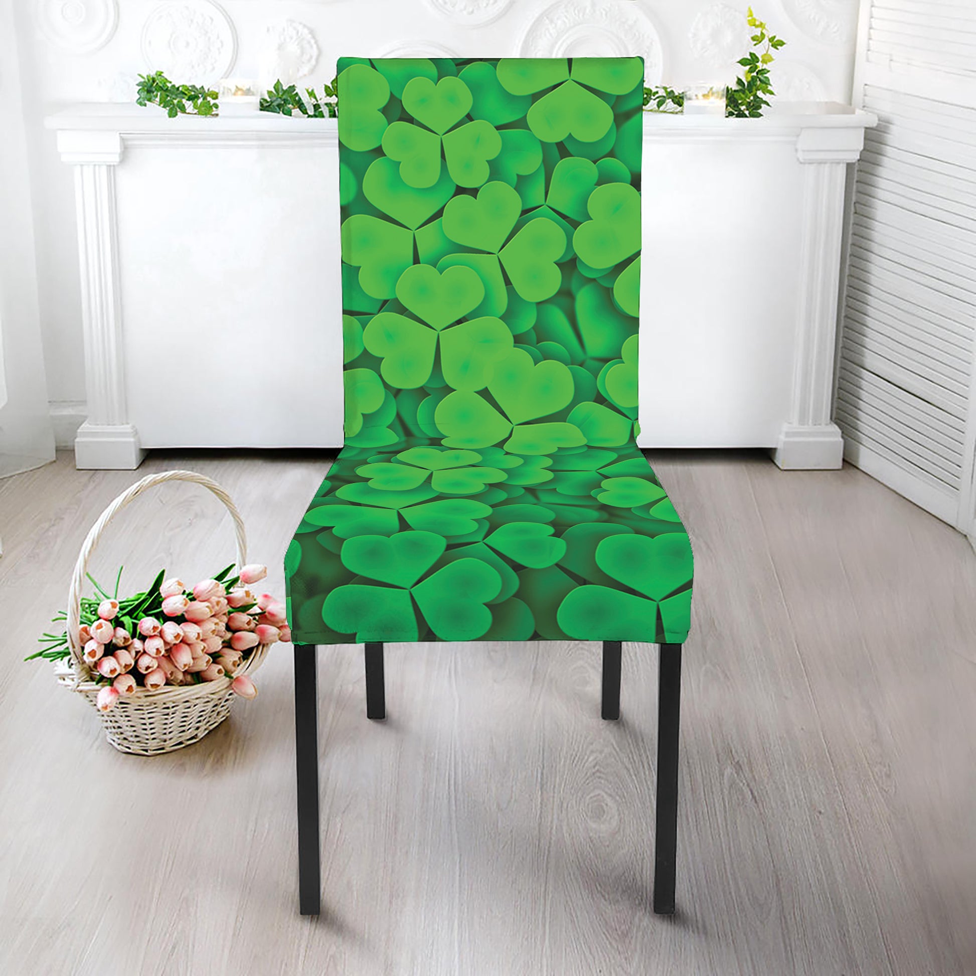 Green Clover St. Patrick's Day Print Dining Chair Slipcover