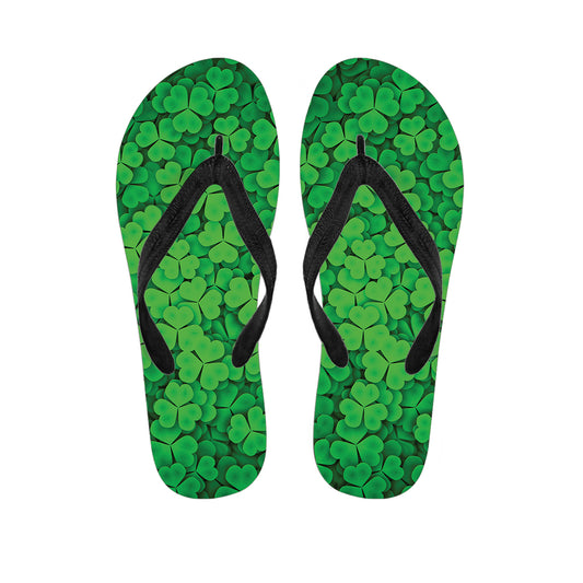 Green Clover St. Patrick's Day Print Flip Flops